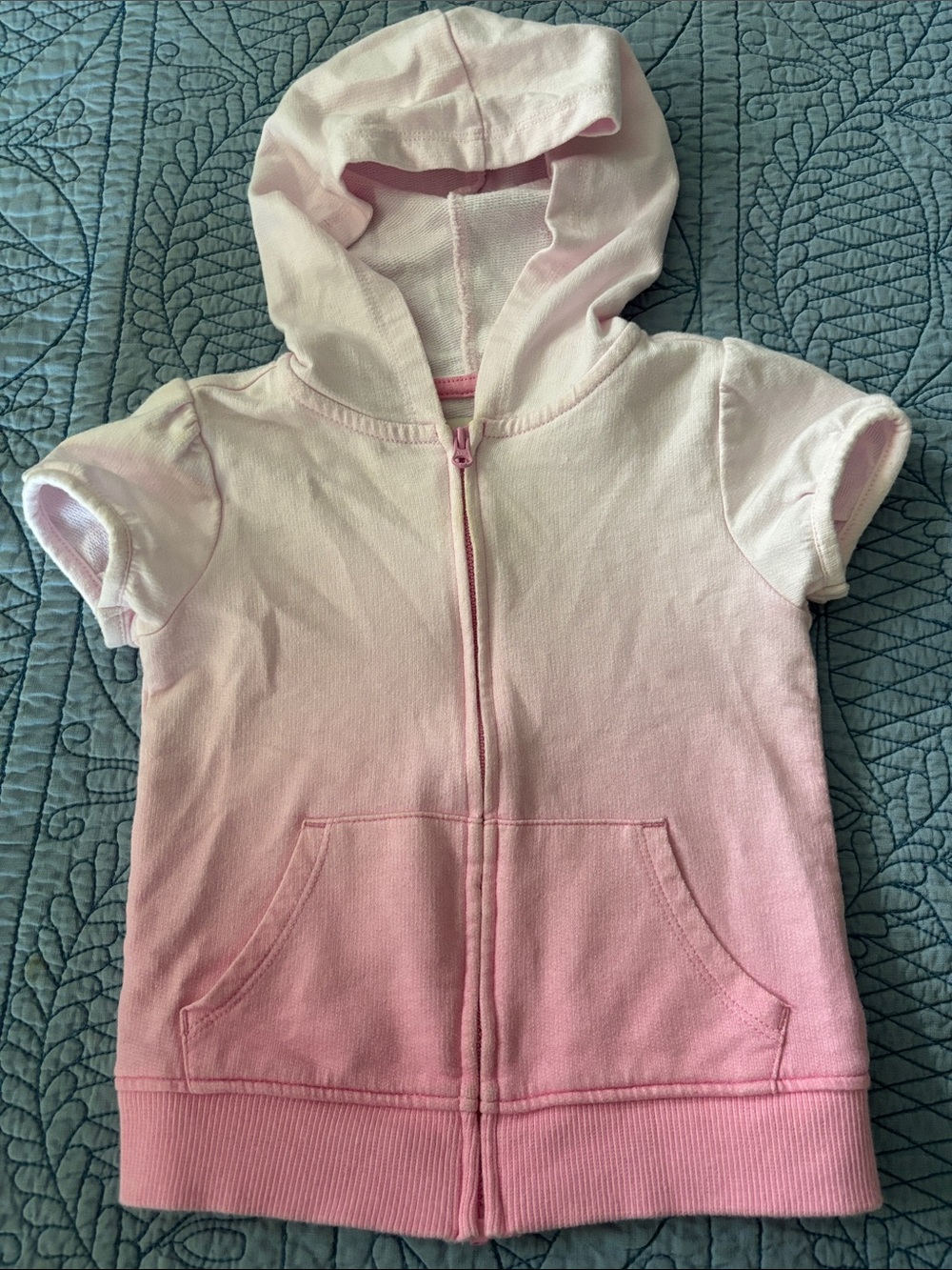 🌸 OSHKOSH B’GOSH OMBRE HOODED SHORT SLEEVE ZIP UP TOP/JACKET